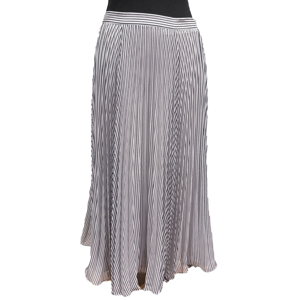 Maeve Anthropologie Pleated Midi Skirt Blue White Stripe M - Picture 3 of 7